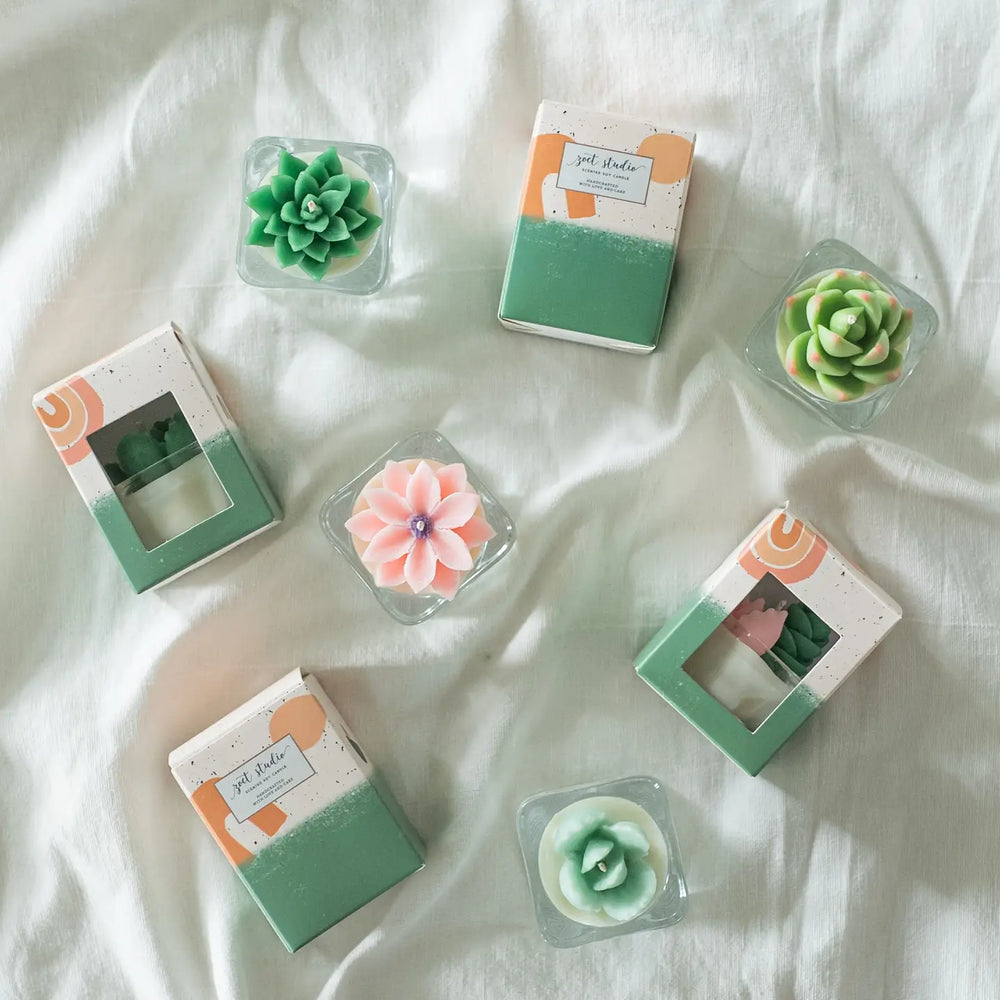 Cactus & Succulent Tealight Candles | Soy Wax Blend