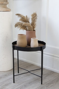 METAL & BANANA LEAF SIDE TABLE