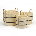 ROUND HYACINTH BASKETS BLACK STRIPE