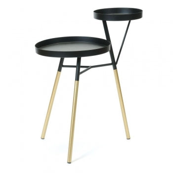 BLK/GOLD 2 LEVEL SIDE TABLE 9INCH AND 12INCH SHELVES