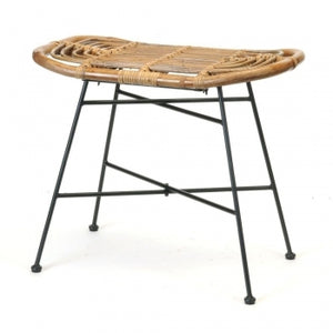 DARK RATTAN AND IRON STOOL