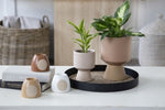 BEIGE POT WITH TAPERED BASE