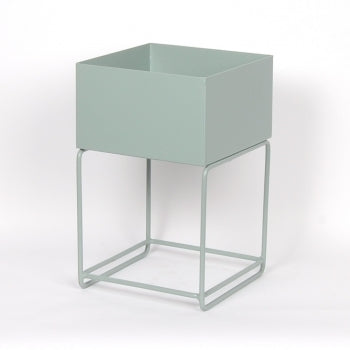 
            
                Load image into Gallery viewer, Light Green Metal Planter On Stand
            
        