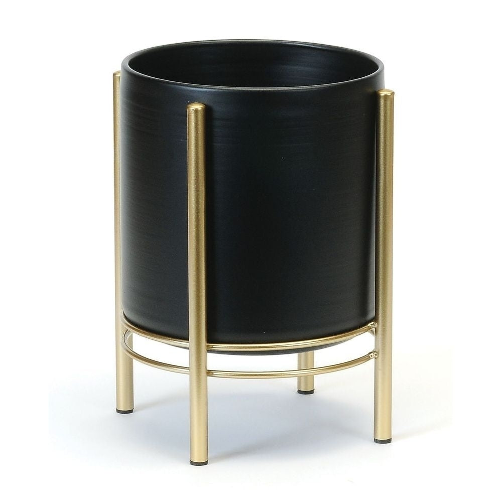 
            
                Load image into Gallery viewer, BLK/GOLD FLOOR PLANTER LARGE
            
        