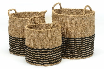 
            
                Load image into Gallery viewer, Black Stripe Sea Grass Basket
            
        